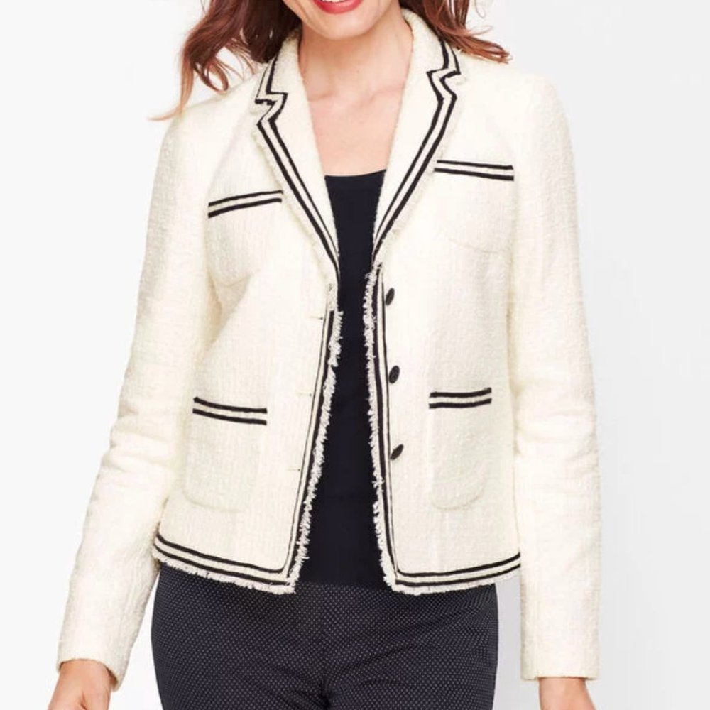 NWOT - Talbots PIPED TWEED JACKET